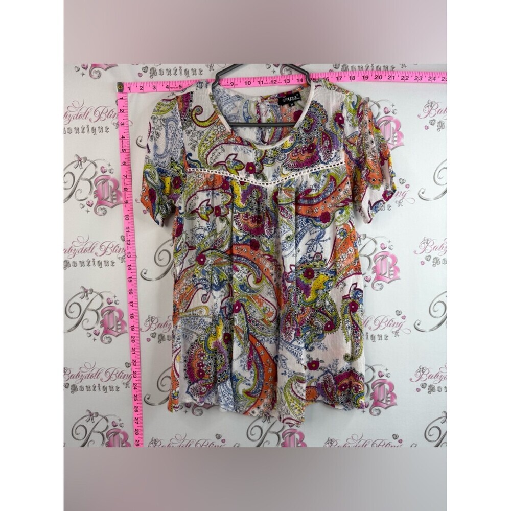 Papa Vancouver T-shirt, rainbow Boho Paisley Short-Sleeve Blouse - Multi